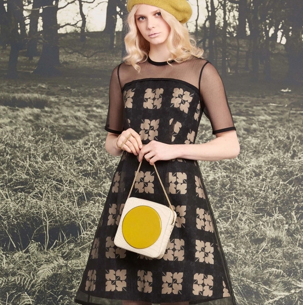 Orla Kiely Black Dress with Beige Floral Blocks